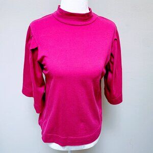 Anthropologie t.la Bright Pink Wide Sleeve Top 100% Cotton Size XS